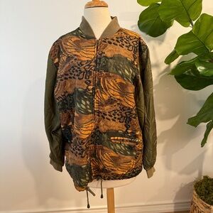 Stunt Sport | Vintage 100% Silk Animal print Bomber jacket